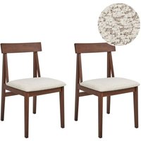 Esszimmerstuhl 2er Set Dunkelbraun Holz mit Beiger Bouclé-Sitzfläche mit Lehne Ohne Armlehnen Retro Design Teddy-Optik Holzstuhl Esszimmerstuhl 2er Set Dunkelbraun Holz mit Beiger Bouclé-Sitzfläche mit Lehne Ohne Armlehnen Retro Design Teddy-Optik Holzstuhl von BELIANI