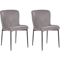 Esszimmerstuhl 2er Set Dunkelgrau Stoffbezug Gestrickt mit Schwarzen Metallbeinen Skandi Modern Wohnzimmer Essbereich Flur Ausstattung Möbel von BELIANI
