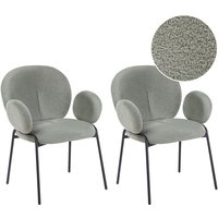 Esszimmerstuhl 2er Set Dunkelgrün aus Bouclé Stoff Gepolstert Rundes Design Eleganter Moderner Stil Stühle für Esszimmer Küche Esszimmerstuhl 2er Set Dunkelgrün aus Bouclé Stoff Gepolstert Rundes Design Eleganter Moderner Stil Stühle für Esszimmer Küche von BELIANI