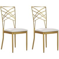 Esszimmerstuhl 2er Set Gold u. Weiß Metall Elegant Modern Trendy von BELIANI