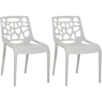 Esszimmerstuhl 2er Set Grau Kunststoff mit Lochmuster Stapelbar Modern Esszimmer Küche Garten Ausstattung Sitzmöbel Plastikstuhl von BELIANI