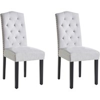 Esszimmerstuhl 2er Set Grau Polsterbezug mit Chesterfield Steppung Holzbeine Glamour Look Wohnzimmer Essbereich Gästezimmer Arbeitszimmer von BELIANI