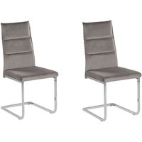 Esszimmerstuhl 2er Set Grau Samtstoff/Metall Freischwinger mit hoher Rückenlehne Eleganter Moderner Look von BELIANI