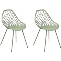 Esszimmerstuhl 2er Set Grün Kunststoff mit Metallgestell Modern Schlicht Wohnzimmer Esszimmer Flur Diele Wohnküche von BELIANI