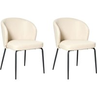 Esszimmerstuhl 2er Set Hellbeige Kunstleder mit Schwarzen Metallbeinen Ohne Armlehnen Modern Esszimmer Wohnzimmer Ausstattung Sitzmöbel von BELIANI