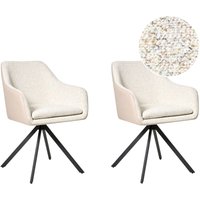 Esszimmerstuhl 2er Set Hellbeige aus Bouclé u. Kunstleder Schwarze Metallbeine mit Armlehnen Modernes Design Polsterstühle für Esszimmer Esszimmerstuhl 2er Set Hellbeige aus Bouclé u. Kunstleder Schwarze Metallbeine mit Armlehnen Modernes Design Polsterstühle für Esszimmer von BELIANI