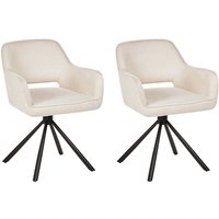Esszimmerstuhl 2er Set Hellbeige aus Stoff Gepolstert Drehbar mit Armlehnen Schwarze Metallbeine Retro Design Moderner Stil Polsterstühle von BELIANI