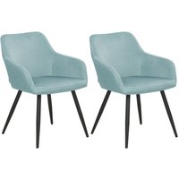 Beliani - Esszimmerstuhl 2er Set Hellblau Samtstoff mit Schwarzen Metallbeinen Retro-Design Polsterstuhl Wohnzimmer Essbereich Flur Diele Ausstattung von BELIANI