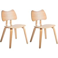 Esszimmerstuhl 2er Set Hellbraun Gummibaumholz Ohne Armlehnen Geschwungene Rückenlehne Retro Stil Küchenstühle von BELIANI