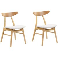 Esszimmerstuhl 2er Set Hellbraun Holz mit Polsterung Hellgrau Stoff Retro Skandinavisch Möbel Küche Wohnküche Wohnzimmer Ausstattung Sitzmöbel von BELIANI