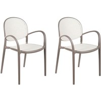 Esszimmerstuhl 2er Set Hellbraun Kunststoff mit Wiener Geflecht Stapelbar Retro Stil Esszimmer Küche Garten Ausstattung Sitzmöbel Plastikstuhl von BELIANI