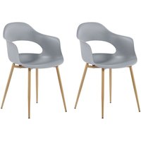 Esszimmerstuhl 2er Set Hellgrau Kunststoff mit Metallgestell Modern Skandinavisch Wohnzimmer Esszimmer Flur Diele Ausstattung Sitzmöbel von BELIANI