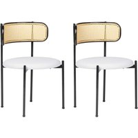 Beliani - Esszimmerstuhl 2er Set Hellgrau Leinen-Stoffbezug u. Wiener-Geflecht mit Schwarzem Metallgestell Offene Rückenlehne Retro-Design Stuhl-Set von BELIANI