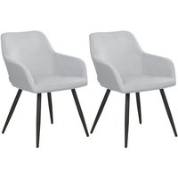 Beliani - Esszimmerstuhl 2er Set Hellgrau Samtstoff mit Schwarzen Metallbeinen Retro-Design Polsterstuhl Wohnzimmer Essbereich Flur Diele Ausstattung von BELIANI