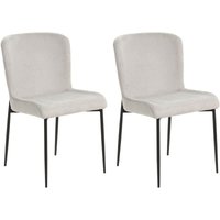 Esszimmerstuhl 2er Set Hellgrau Stoffbezug Gestrickt mit Schwarzen Metallbeinen Skandi Modern Wohnzimmer Essbereich Flur Ausstattung Möbel von BELIANI
