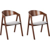 Esszimmerstuhl 2er Set Hellgrau Stoffbezug mit Dunklen Holzbeinen Hohe Rückenlehne Retro Klassisches Design für Wohnzimmer Esstisch Gastronomie von BELIANI