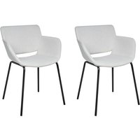 Esszimmerstuhl 2er Set Hellgrau Stoffbezug mit Schwarzen Beinen aus Metall Modern Wohnzimmer Esszimmer Küche Ausstattung Möbel von BELIANI