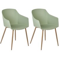 Esszimmerstuhl 2er Set Hellgrün Kunststoff mit Metallgestell Armlehnen Modern Skandinavisch Wohnzimmer Esszimmer Flur Diele Esszimmerstuhl 2er Set Hellgrün Kunststoff mit Metallgestell Armlehnen Modern Skandinavisch Wohnzimmer Esszimmer Flur Diele von BELIANI