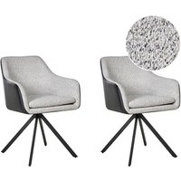 Esszimmerstuhl 2er Set LITHIA Stoff Schwarz / Weiß von BELIANI