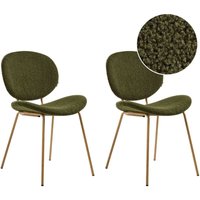 Esszimmerstuhl 2er Set LUANA Bouclé Dunkelgrün Esszimmerstuhl 2er Set LUANA Bouclé Dunkelgrün von BELIANI