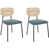 Esszimmerstuhl 2er Set MAYETTA Rattan Blaugrün von BELIANI
