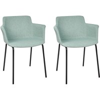 Esszimmerstuhl 2er Set Mintgrün Stoffbezug mit Schwarzen Metallbeinen Hohe Armlehnen Modern Wohnzimmer Esszimmer Küche Ausstattung Möbel von BELIANI