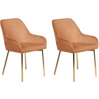 Esszimmerstuhl 2er Set Orange Samt mit Goldenen Metallbeinen Niedrige Armlehnen Retro-Design Polsterstuhl für Esstisch Wohnzimmer Küche Esszimmerstuhl 2er Set Orange Samt mit Goldenen Metallbeinen Niedrige Armlehnen Retro-Design Polsterstuhl für Esstisch Wohnzimmer Küche von BELIANI