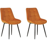 Esszimmerstuhl 2er Set Orange Samtstoff mit Schwarzen Metallbeinen Retro Design Polsterstuhl Ohne Armlehnen Wohnzimmer Esszimmer Ausstattung Esszimmerstuhl 2er Set Orange Samtstoff mit Schwarzen Metallbeinen Retro Design Polsterstuhl Ohne Armlehnen Wohnzimmer Esszimmer Ausstattung von BELIANI