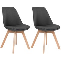 Esszimmerstuhl 2er Set Dunkelgrau Polsterbezug Holzbeine Modern Esszimmerstuhl 2er Set Dunkelgrau Polsterbezug Holzbeine Modern von BELIANI