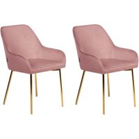 Esszimmerstuhl 2er Set Rosa Samt mit Goldenen Metallbeinen Niedrige Armlehnen Retro-Design Polsterstuhl für Esstisch Wohnzimmer Küche Esszimmerstuhl 2er Set Rosa Samt mit Goldenen Metallbeinen Niedrige Armlehnen Retro-Design Polsterstuhl für Esstisch Wohnzimmer Küche von BELIANI
