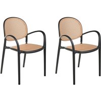 Esszimmerstuhl 2er Set Schwarz Kunststoff mit Wiener Geflecht Stapelbar Retro Stil Esszimmer Küche Garten Ausstattung Sitzmöbel Plastikstuhl Esszimmerstuhl 2er Set Schwarz Kunststoff mit Wiener Geflecht Stapelbar Retro Stil Esszimmer Küche Garten Ausstattung Sitzmöbel Plastikstuhl von BELIANI