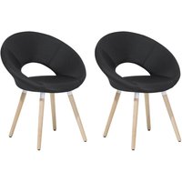 Beliani - Esszimmerstuhl 2er Set Schwarz Polsterbezug Holzbeine runde Sitzfläche Retro von BELIANI