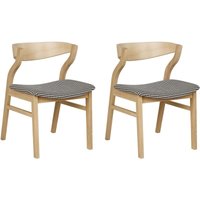 Esszimmerstuhl 2er Set Schwarz-Weiß Stoffbezug Helle Holzbeine Hohe Rückenlehne Retro Klassisches Design für Wohnzimmer Esstisch Gastronomie von BELIANI