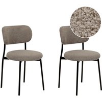 Esszimmerstuhl 2er Set Taupe Bouclé mit Schwarzen Metallbeinen Modernes Design für Esszimmer Essbereich Küche Wohnzimmer von BELIANI