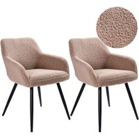 Esszimmerstuhl 2er Set Taupe Bouclé mit Schwarzen Metallbeinen Retro-Design Polsterstuhl Wohnzimmer Essbereich Flur Diele Ausstattung Möbel von BELIANI