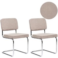 Esszimmerstuhl 2er Set Taupe aus Cord Gepolstert mit Eisenbeinen Retro Stil Freischwinger Esszimmerstuhl 2er Set Taupe aus Cord Gepolstert mit Eisenbeinen Retro Stil Freischwinger von BELIANI