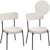 Esszimmerstuhl 2er Set Weiß Bouclé-Bezug mit Hoher Lehne Metallbeine Modernes Design Sitzmöbel Esszimmer Küche Wohnküche Wohnzimmer von BELIANI