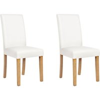Esszimmerstuhl 2er Set Weiß Kunstleder Holzbeine Retro-Stil von BELIANI