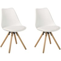 Esszimmerstuhl 2er Set Weiß Kunststoff/Kunstleder Holzbeine Minimalismus von BELIANI
