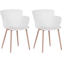 Esszimmerstuhl 2er Set Weiß Kunststoff Metallbeine Retro Moderne Wohnzimmer Esszimmer von BELIANI