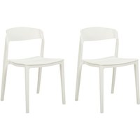 Esszimmerstuhl 2er Set Weiß Kunststoff Stapelbar mit Loch in der Rückenlehne ohne Armlehnen ohne Polster Runde Lehne Modernes Design Stuhl von BELIANI