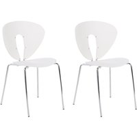Esszimmerstuhl 2er Set Weiß aus Kunststoff mit Silbernen Beinen Stapelbar Moderner Stil Design Ohne Armlehnen Plastikstühle Esszimmer Küche von BELIANI