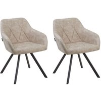 Esszimmerstuhl 2er Set beige Polsterbezug Retro-Stil von BELIANI