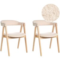 Esszimmerstuhl 2er Set beige Polyester Bouclé-Stoffbezug hellem Holzbeine Hohe Rückenlehne Traditioneller Stil für Wohnzimmer Esstisch von BELIANI