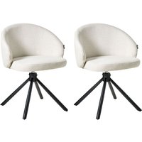Esszimmerstuhl 2er Set drehbar OVALO Stoff Cremeweiß Esszimmerstuhl 2er Set drehbar OVALO Stoff Cremeweiß von BELIANI