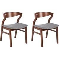 Esszimmerstuhl 2er Set Hellgrau Stoffbezug mit Dunklen Holzbeinen Hohe Rückenlehne Retro Klassisches Design für Wohnzimmer Esstisch Gastronomie von BELIANI