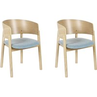 Beliani - Esszimmerstuhl 2er Set Hellblau Stoffbezug mit Hellen Holzbeinen Hohe Rückenlehne Retro Klassisches Design für Wohnzimmer Esstisch von BELIANI