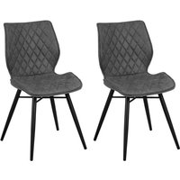 Esszimmerstuhl 2er Set Dunkelgrau Polsterbezug Metallbeine Retro-Stil Esszimmerstuhl 2er Set Dunkelgrau Polsterbezug Metallbeine Retro-Stil von BELIANI