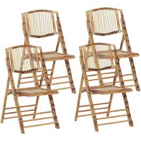 Esszimmerstuhl 4er Set Braun Rattan Bambusholz verstellbar Rustikal Boho - Braun von BELIANI