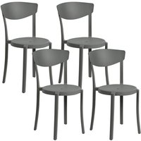 Esszimmerstuhl 4er Set Dunkelgrau Kunststoff Matt Modern Minimalistisch Esszimmer Wohnküche Flur Diele Indoor Outdoor - Grau von BELIANI